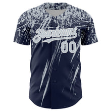 Загрузить изображение в средство просмотра галереи, Custom Navy Silver-White Distressed Scratch Brush Stroke Authentic Baseball Jersey