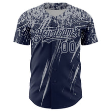 Загрузить изображение в средство просмотра галереи, Custom Navy Gray Distressed Scratch Brush Stroke Authentic Baseball Jersey