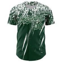 Laden Sie das Bild in den Galerie-Viewer, Custom Green White Distressed Scratch Brush Stroke Authentic Baseball Jersey