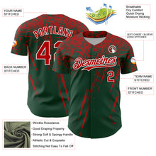 Load image into Gallery viewer, Custom Green Red-White Distressed Scratch Brush Stroke Authentic Baseball Jersey