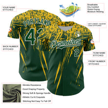 Charger l'image dans la galerie, Custom Green Yellow-White Distressed Scratch Brush Stroke Authentic Baseball Jersey