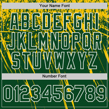 Charger l'image dans la galerie, Custom Green Yellow-White Distressed Scratch Brush Stroke Authentic Baseball Jersey