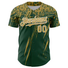 Charger l'image dans la galerie, Custom Green Old Gold-White Distressed Scratch Brush Stroke Authentic Baseball Jersey