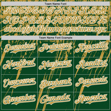 Charger l'image dans la galerie, Custom Green Old Gold-White Distressed Scratch Brush Stroke Authentic Baseball Jersey