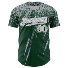Load image into Gallery viewer, Custom Green Gray-White Distressed Scratch Brush Stroke Authentic Baseball Jersey