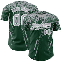 Load image into Gallery viewer, Custom Green Gray-White Distressed Scratch Brush Stroke Authentic Baseball Jersey