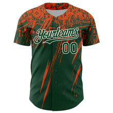 Charger l'image dans la galerie, Custom Green Orange-White Distressed Scratch Brush Stroke Authentic Baseball Jersey