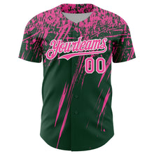 Laden Sie das Bild in den Galerie-Viewer, Custom Green Pink-White Distressed Scratch Brush Stroke Authentic Baseball Jersey