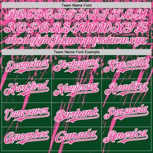Laden Sie das Bild in den Galerie-Viewer, Custom Green Pink-White Distressed Scratch Brush Stroke Authentic Baseball Jersey