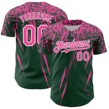 Laden Sie das Bild in den Galerie-Viewer, Custom Green Pink-White Distressed Scratch Brush Stroke Authentic Baseball Jersey