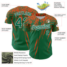 Charger l'image dans la galerie, Custom Kelly Green Orange-White Distressed Scratch Brush Stroke Authentic Baseball Jersey