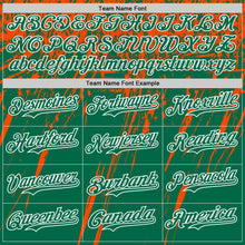 Charger l'image dans la galerie, Custom Kelly Green Orange-White Distressed Scratch Brush Stroke Authentic Baseball Jersey