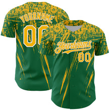 Загрузить изображение в средство просмотра галереи, Custom Kelly Green Gold-White Distressed Scratch Brush Stroke Authentic Baseball Jersey