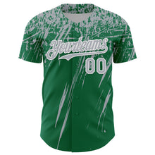 Charger l'image dans la galerie, Custom Kelly Green Gray-White Distressed Scratch Brush Stroke Authentic Baseball Jersey