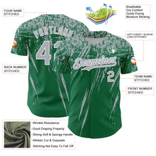 Charger l'image dans la galerie, Custom Kelly Green Gray-White Distressed Scratch Brush Stroke Authentic Baseball Jersey
