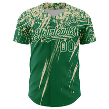 Charger l'image dans la galerie, Custom Kelly Green Cream Distressed Scratch Brush Stroke Authentic Baseball Jersey