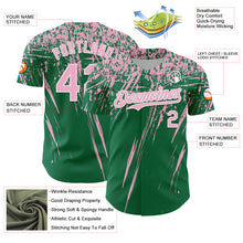 Laden Sie das Bild in den Galerie-Viewer, Custom Kelly Green Light Pink-White Distressed Scratch Brush Stroke Authentic Baseball Jersey