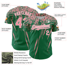 Laden Sie das Bild in den Galerie-Viewer, Custom Kelly Green Medium Pink-White Distressed Scratch Brush Stroke Authentic Baseball Jersey