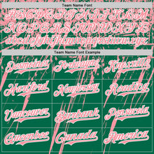 Laden Sie das Bild in den Galerie-Viewer, Custom Kelly Green Medium Pink-White Distressed Scratch Brush Stroke Authentic Baseball Jersey