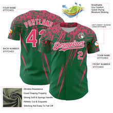 Laden Sie das Bild in den Galerie-Viewer, Custom Kelly Green Neon Pink-White Distressed Scratch Brush Stroke Authentic Baseball Jersey