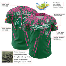 Laden Sie das Bild in den Galerie-Viewer, Custom Kelly Green Pink-White Distressed Scratch Brush Stroke Authentic Baseball Jersey