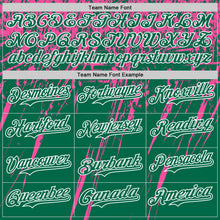 Laden Sie das Bild in den Galerie-Viewer, Custom Kelly Green Pink-White Distressed Scratch Brush Stroke Authentic Baseball Jersey