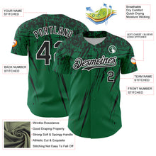 Charger l'image dans la galerie, Custom Kelly Green Black-White Distressed Scratch Brush Stroke Authentic Baseball Jersey