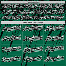 Charger l'image dans la galerie, Custom Kelly Green Black-White Distressed Scratch Brush Stroke Authentic Baseball Jersey