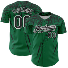 Charger l'image dans la galerie, Custom Kelly Green Black-White Distressed Scratch Brush Stroke Authentic Baseball Jersey