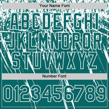 Laden Sie das Bild in den Galerie-Viewer, Custom Teal White Distressed Scratch Brush Stroke Authentic Baseball Jersey