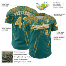 Load image into Gallery viewer, Custom Teal Old Gold-White Distressed Scratch Brush Stroke Authentic Baseball Jersey