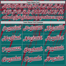 Charger l'image dans la galerie, Custom Teal Crimson-White Distressed Scratch Brush Stroke Authentic Baseball Jersey
