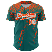 Charger l'image dans la galerie, Custom Teal Orange-White Distressed Scratch Brush Stroke Authentic Baseball Jersey
