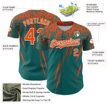 Charger l'image dans la galerie, Custom Teal Orange-White Distressed Scratch Brush Stroke Authentic Baseball Jersey