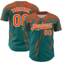 Charger l'image dans la galerie, Custom Teal Orange-White Distressed Scratch Brush Stroke Authentic Baseball Jersey