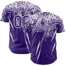 Загрузить изображение в средство просмотра галереи, Custom Purple White Distressed Scratch Brush Stroke Authentic Baseball Jersey