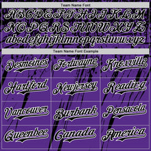 Load image into Gallery viewer, Custom Purple Black-White Distressed Scratch Brush Stroke Authentic Baseball Jersey