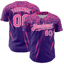 Load image into Gallery viewer, Custom Purple Pink-White Distressed Scratch Brush Stroke Authentic Baseball Jersey