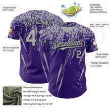 Load image into Gallery viewer, Custom Purple Gray-Black Distressed Scratch Brush Stroke Authentic Baseball Jersey