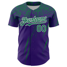 Загрузить изображение в средство просмотра галереи, Custom Purple Kelly Green-White Distressed Scratch Brush Stroke Authentic Baseball Jersey