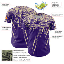 Load image into Gallery viewer, Custom Purple Cream Distressed Scratch Brush Stroke Authentic Baseball Jersey