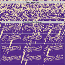 Load image into Gallery viewer, Custom Purple Cream Distressed Scratch Brush Stroke Authentic Baseball Jersey