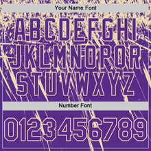 Load image into Gallery viewer, Custom Purple Cream Distressed Scratch Brush Stroke Authentic Baseball Jersey