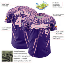 Load image into Gallery viewer, Custom Purple Light Pink-White Distressed Scratch Brush Stroke Authentic Baseball Jersey
