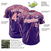 Load image into Gallery viewer, Custom Purple Medium Pink-White Distressed Scratch Brush Stroke Authentic Baseball Jersey