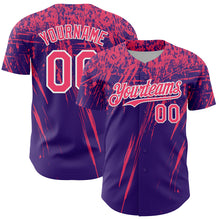 Load image into Gallery viewer, Custom Purple Neon Pink-White Distressed Scratch Brush Stroke Authentic Baseball Jersey