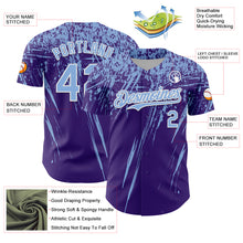 Load image into Gallery viewer, Custom Purple Light Blue-White Distressed Scratch Brush Stroke Authentic Baseball Jersey