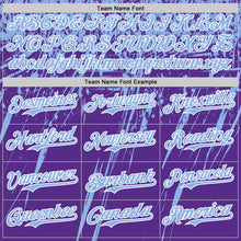 Load image into Gallery viewer, Custom Purple Light Blue-White Distressed Scratch Brush Stroke Authentic Baseball Jersey