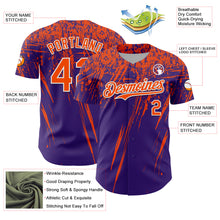 Load image into Gallery viewer, Custom Purple Orange-White Distressed Scratch Brush Stroke Authentic Baseball Jersey