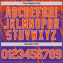 Load image into Gallery viewer, Custom Purple Orange-White Distressed Scratch Brush Stroke Authentic Baseball Jersey
